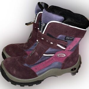 Ecco girls boots 1.5 snow winter ski purple  kids cold zip Velcro mid calf